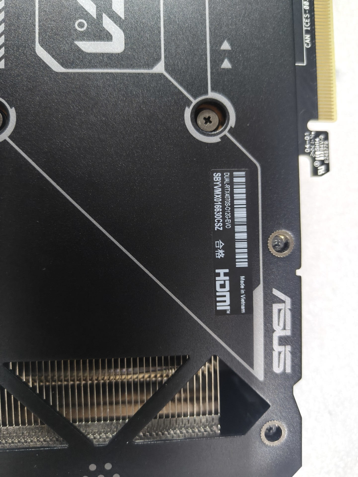 DUAL-RTX4070S-O12G-EVO — Label reference